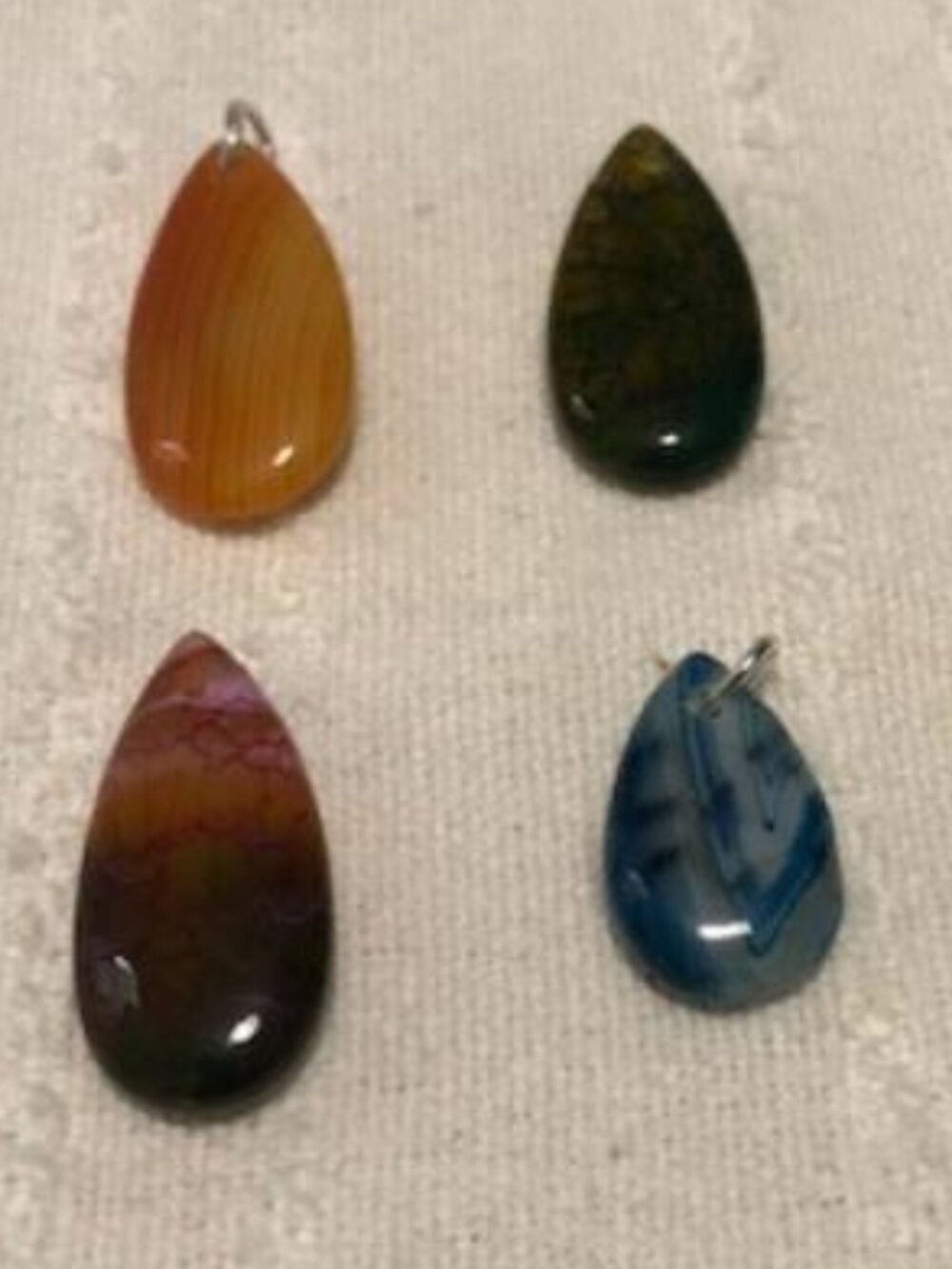 DIY 4 (Four) Agate Gemstone Pendants with Leather Cord Necklaces
